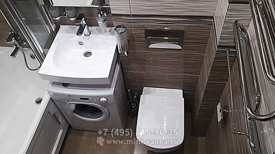 Ремонт совмещённой ванной комнаты: S= 3,5 кв.м