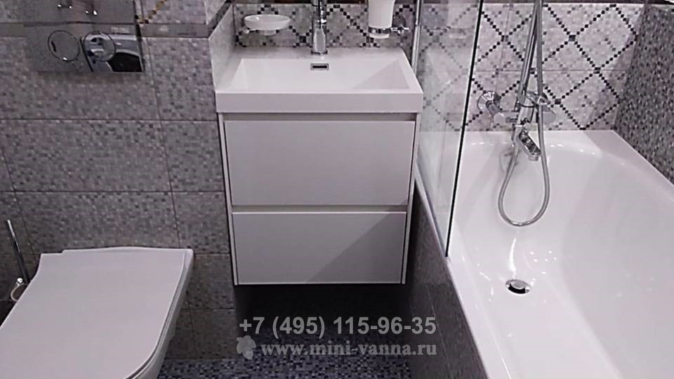Ремонт совмещённой ванной комнаты с установкой натяжного потолка со сведодиодной лентой: S= 3 кв.м