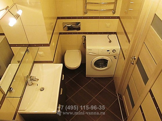 Ремонт совмещённой ванной комнаты: S= 3,6 кв.м