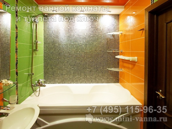 Мозаичная отделка ванной в хрущевке